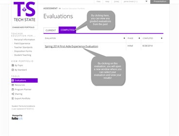 Evaluations Completed Page
